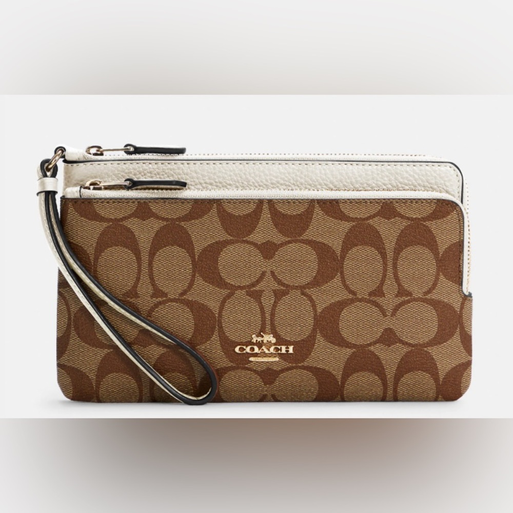 NWT Coach Double Zip Wallet In Signature Canvas